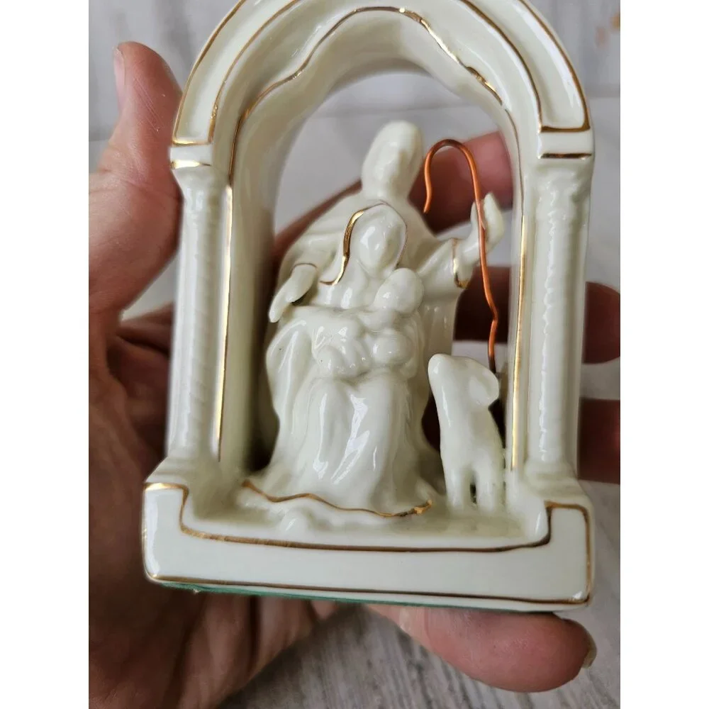 Vintage porcelain‎ Joseph Mary Jesus lamb white religious statue figuring decor